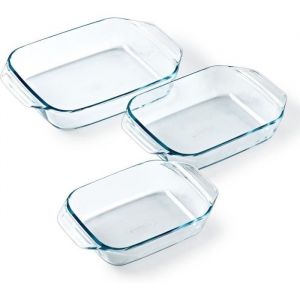 Pyrex Lot de 3 plats à four - Verre - Rectangulaire - Irrésistible - 20-25-28 cm
