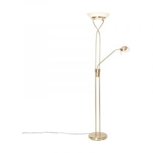 Qazqa Empoli - led Dimmable Lampadaire avec lampe de lecture Moderne variateur inclus - 1 lumière - h 1800 mm - Doré/Laiton - Moderne - Éclairage