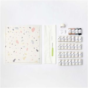 Rico Design Kit de Point Noué Hooki Hooki – Coussin Terrazzo de : L'Élégance Artisanale pour Votre Intérieur(...) - Blanc