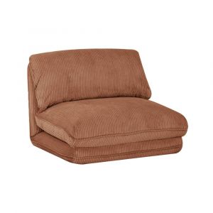 Chauffeuse matelas camel convertible velours côtelé grosse côte 1 place Cosy