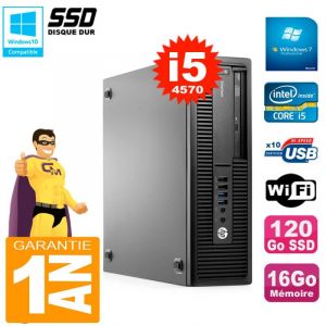 HP PC EliteDesk 800 G1 SFF Core I5-4570 RAM 16Go 120 Go SSD Graveur DVD Wifi W7