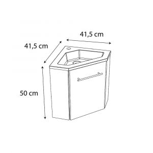 Allibert Meuble lave-mains corner - 41,5 x 50 x 41,5 cm - blanc brillant laqué - Blanc