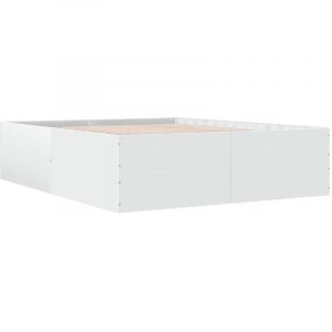 VidaXL Cadre de lit blanc 160x200 cm bois d'ing&eacute;nierie, meuble de chambre &agrave; coucher, sommier, lit &agrave; panneaux, lit, lit double, lit plate-forme