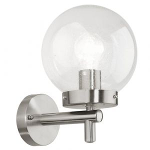 Eglo Luminaire applique murale extérieur Vigo, éclairage mural d’extérieur en acier inox et verre transparent, lampe pour terrasse et entrée, lumière façade avec douille E27, IP44