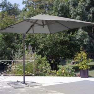 Proloisirs Parasol déporté à manivelle carré 2,5 m gris