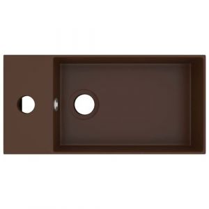 VidaXL Lavabo suspendu de bain avec trop-plein Céramique Marron foncé