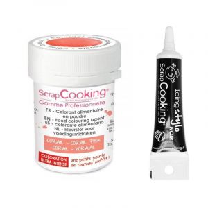 Colorant alimentaire en poudre corail + Stylo gla