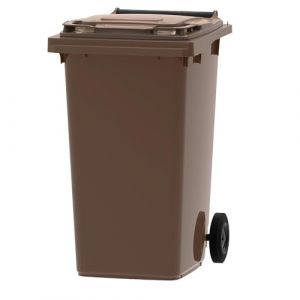 ESE - France Conteneur Poubelle à déchets 2 roues - 240L - Robuste et Économique - 100% Recyclé - Marron - Fabriqué en France