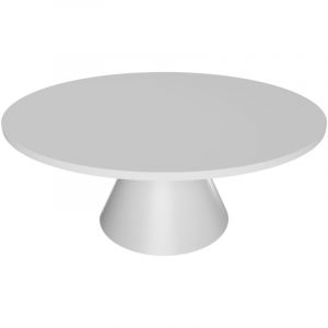 Artù White - Table de salle à manger ronde ⌀ 120 cm en bois stratifié avec base conique en métal-Blanc