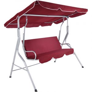 Image de TecTake Balancelle de Jardin sur Pied, Hamac, Fauteuil Suspendue en ACIER Rouge Bordeaux