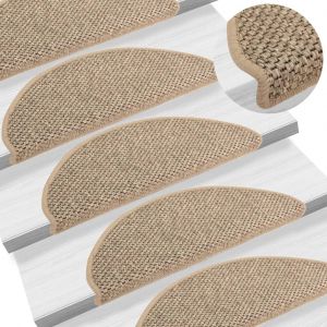 VidaXL Tapis d'escalier autocollants 15 pcs 65x25 cm Beige foncé