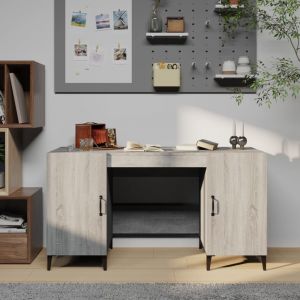 VidaXL Bureau Sonoma gris 140x50x75 cm Bois d'ing&eacute;nierie