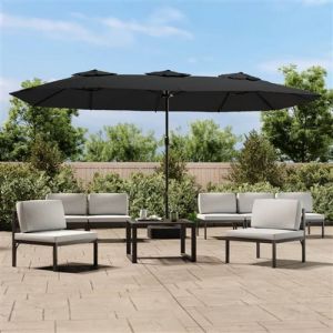 VidaXL Parasol à double tête avec LED noir 449x245 cm