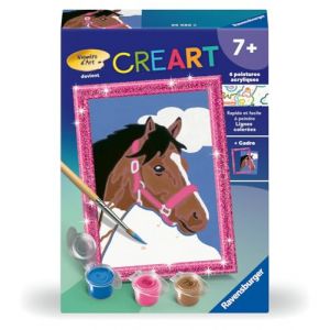 Ravensburger CreArt Kids 8x12 cm - Numéro d'art - Cheval dans Les Nuages - Kit de Peinture par numéros - avec Cadre Brillant - Dès 7 Ans - 25583