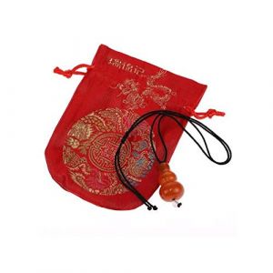 Lachineuse Collier Feng Shui Gourde WU Lou - Réalisé en Agate Orangé - Livré avec sa pochette satinée