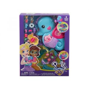 Coffret coquillage polly pocket + 2 figurines + 2 accessoires - set jouet fille mini monde + carte offerte - mini poupee