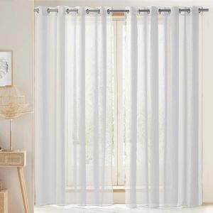 Voilage &eacute;tamine flamm&eacute;e ENZO - blanc