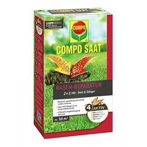 Compo Saat® kit de réparation du gazon comprenant des graines et de l'engrais, gazon à semer et engrais en une seule étape, pour une réparation du gazon réussie, 1,2 kg pour 50 m²