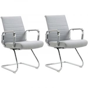 Elegance comfort Lot de 2 chaises visiteurs tissu Chaise à piétement luge avec accoudoirs Chaise de conférence sans roulettes Chaise à accoudoirs