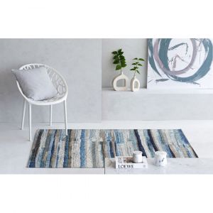 Naf Naf Tapis moderne bleu ray&eacute; plat Pinelia 120x170 Bleu