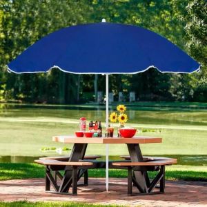 SPRINGOS Parasol de plage inclinable, bleu foncé, 160 cm