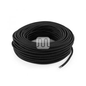 Câble électrique recouvert de Tissu coloré. Fabriqué en Italie. 3 mètres 2x0, 75 - Couleur : Noir