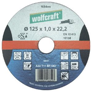 Image de Wolfcraft Disque à tronçonner pour coupes fines ø125x1,6x22,2mm - 1688999