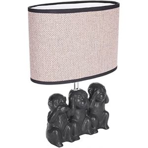 Brubaker Lampe de table ou de chevet Monkey Smileys - Lampe de table avec base en céramique et abat-jour en tissu - hauteur 35.5 cm, Black Beige
