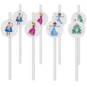 Ruedelafete P'TIT Clown re22503 - Lot de 8 pailles anniversaire Princesses