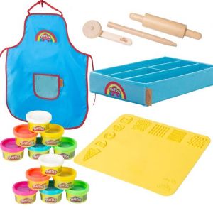 Roba X Play-Doh Set de Jeu Extra-Large - Kit de Pâte à Modeler avec Boîte en Toile, Tapis Créatif 3D, 12 Pâtes, Outils en Bois et Tablier - Cadeau Créatif Dès 3 Ans