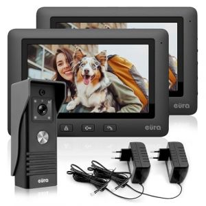 Eura VDP-45A3 Alpha Interphone vidéo 4 Fils avec 2 écrans Couleur 7" Noir