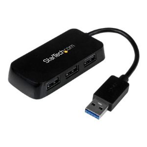 Image de StarTech.com ST4300MINU3 - Mini Hub USB 3.0 4 ports avec câble intégré