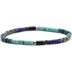 Bracelet Perles Heishi Jaspe Bleu Imp&eacute;riale Turquoise 4mm