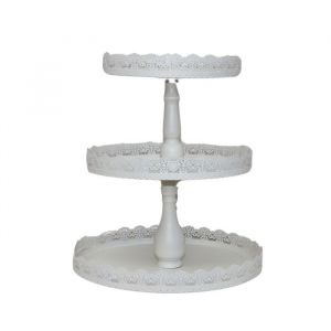 Image de Plateau à 3 étages pour gateaux en zinc blanc 35 x 28 x 4 cm