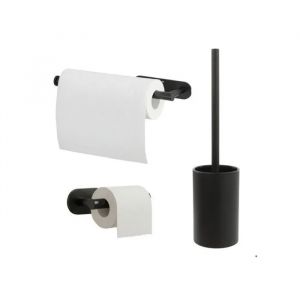 Ensemble d'accessoires de salle de bain brosse porte-papier et porte-serviette noir