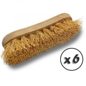 Image de Kibros Lot de 6 brosses à laver en chiendent naturel - Monture bois - Nettoyage, brossage pont mur sol joints carrelage linge - Cuisines,