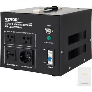 Vevor - Transformateur 110 - 120 v / 220 - 240 v Convertisseur de Tension 3000 w Transformateur de Puissance 15 a Haute Securite pour Offrir une