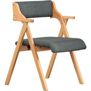 Sobuy Chaise Salle &agrave; Manger Pliante en Bois avec Coussin &ndash; Chaises de Cuisine et Chaise de Salon Pliable Confortable, Chaises Bois pour Bureau ou