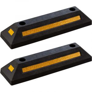 wiltec 2x butée de roue 56 x 15 x 10 cm – en Caoutchouc – 4,3 kg/pièce – avec Réflecteurs – Aide au stationnement Stop roues pour Parkings, Garages