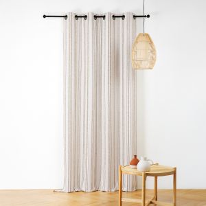 LINDER Rideau Outdoor &agrave; Rayures - tiss&eacute; et Teint en France - Finition Oeillets Canon de Fusil antioxydant - Coloris Vert Cactus - Dimensions 140x265cm - 100% Polypropyl&egrave;ne - Collection Plage