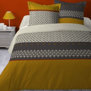 Housse de couette et taie d'oreiller 100% Coton 57 fils Kinshasa : Taille 220 x 240 cm