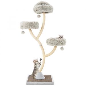 Arbre à Chat giantex avec Cadre en métal incurvé, avec balles suspendues (Gris)