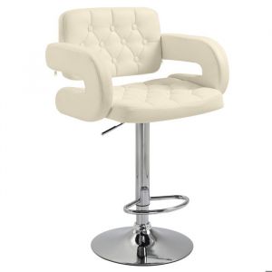 Homcom Tabouret de bar réglable en hauteur revêtement synthétique blanc