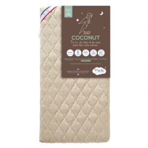 P'tit lit Matelas Bébé Coco Nut - 60x120 cm - 1 Face Latex / 1 Face Coco d'origine Végétale - Lin : Naturellement Thermorégulateur - Déhoussable - Oeko Tex - Fabrication Française