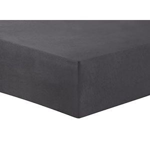 Image de Vision Drap Housse Flanelle Anthracite - 180 x 200 cm avec Bonnet de 30cm - 100% Coton Flanelle