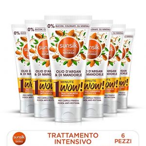 Sunsilk Recharge naturelle Traitement intensif 1 Minute Wow Huile d'argan et d'Amande, Megapack de 6 x l, 180 ml