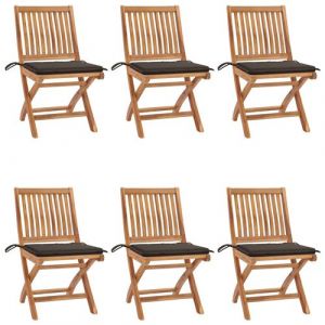 VidaXL Chaises pliables de jardin avec coussins 6 pcs Bois de teck