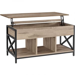 Table basse relevable cadre en acier marron camel et noir