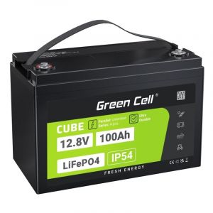 Green Cell Batterie LFPGC12V100AH LiFePO4 12,8 V 100 Ah 1280 Wh IP54 Noir Vert