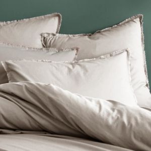 Matt & Rose Lot de 2 taies d’oreiller unies, COTON LAVÉ Lin. Taille : 65x65 cm